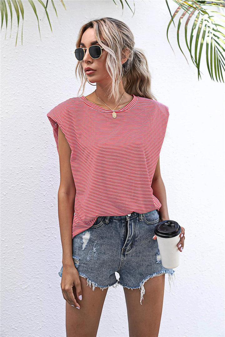 Round Neck Cap Sleeve Tee - BELLATRENDZ