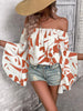 Printed Off-Shoulder Bell Sleeve Blouse - BELLATRENDZ