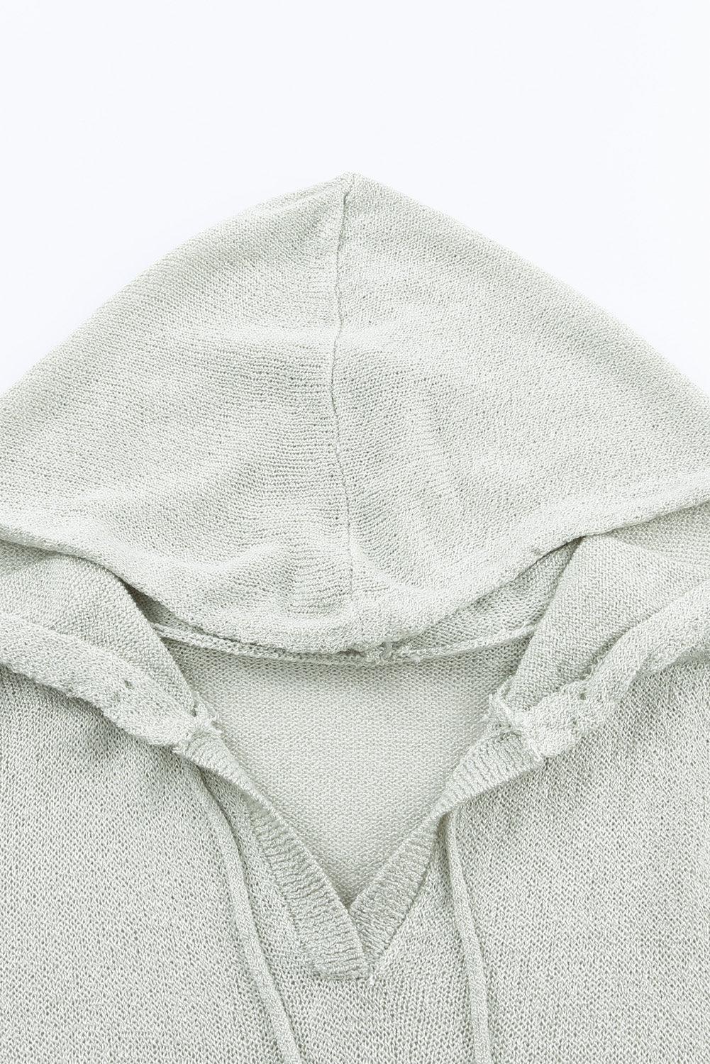 Color Block Drawstring Side Slit Hooded Sweater - BELLATRENDZ