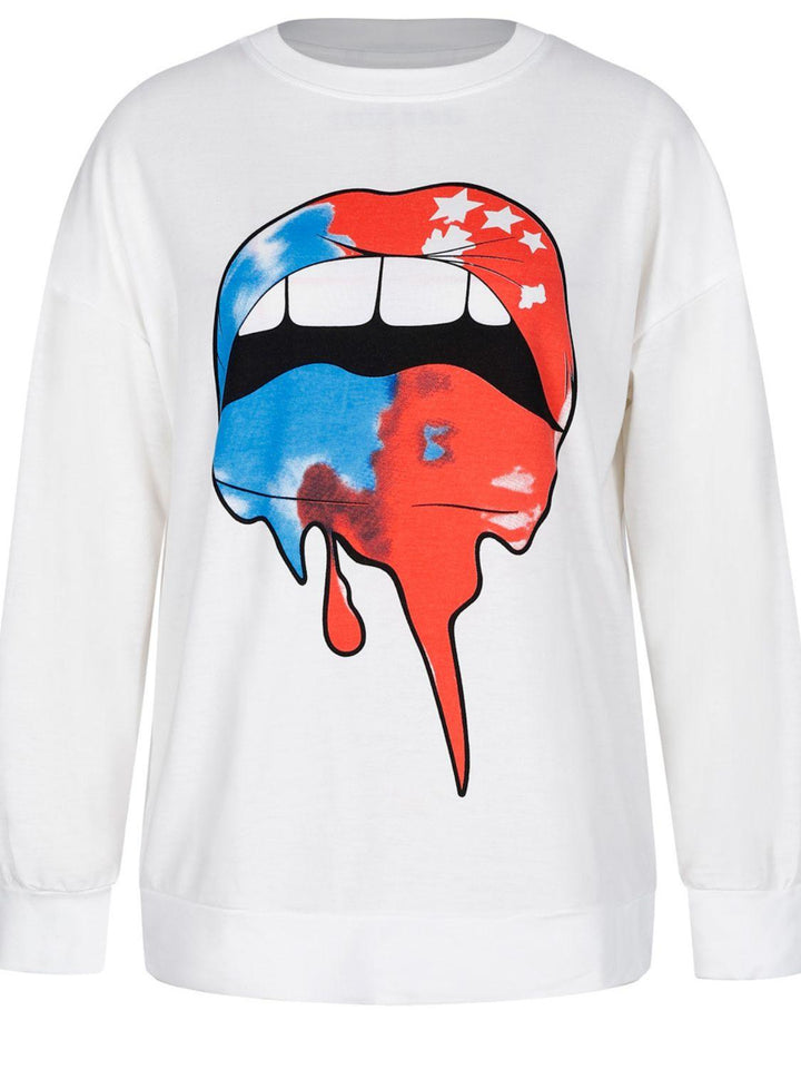 Graphic Dropped Shoulder Round Neck Sweatshirt - BELLATRENDZ