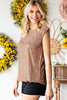 Sequin Round Neck Capped Sleeve Tank - BELLATRENDZ