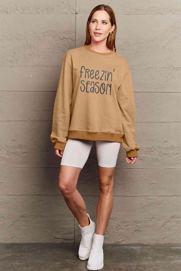 Simply Love Full Size FREEZIN' SEASON Graphic Sweatshirt