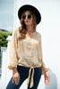 Tie-Dye Tied Balloon Sleeve Blouse