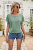 Full Size Round Neck Eyelet Short Sleeve Top