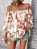 Printed Off-Shoulder Bell Sleeve Blouse - BELLATRENDZ