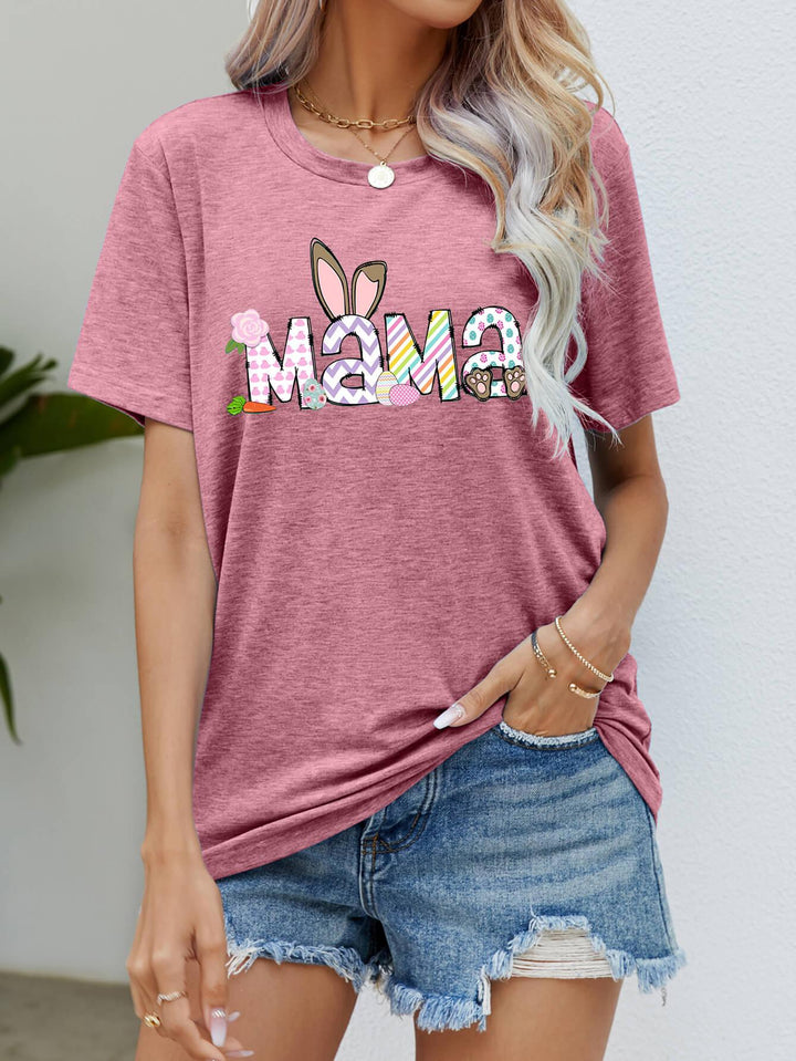 Easter MAMA Graphic Round Neck T-Shirt - BELLATRENDZ