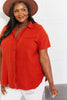 Zenana Full Size Summer Breeze Gauze Short Sleeve Shirt in Copper - BELLATRENDZ