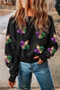 Cutout Sequin Round Neck Sweatshirt