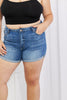 Kancan Full Size High Rise Medium Stone Wash Denim Shorts - BELLATRENDZ