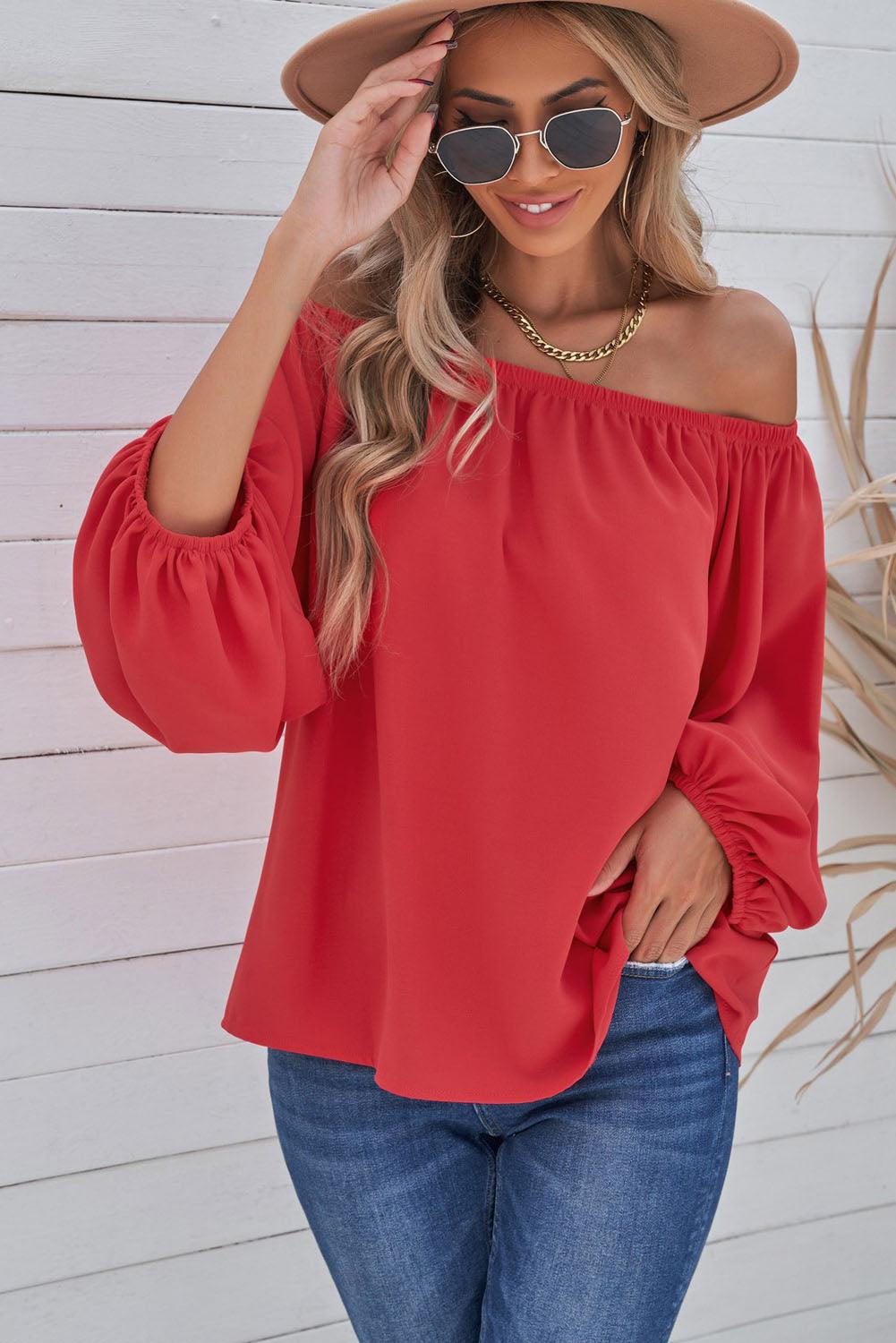 Off-Shoulder Balloon Sleeve Top - BELLATRENDZ