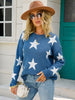 Star Round Neck Dropped Shoulder Sweater