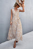 Printed V-Neck Tie Waist Maxi Dress - BELLATRENDZ