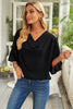 Cowl Neck Three-Quarter Sleeve Blouse