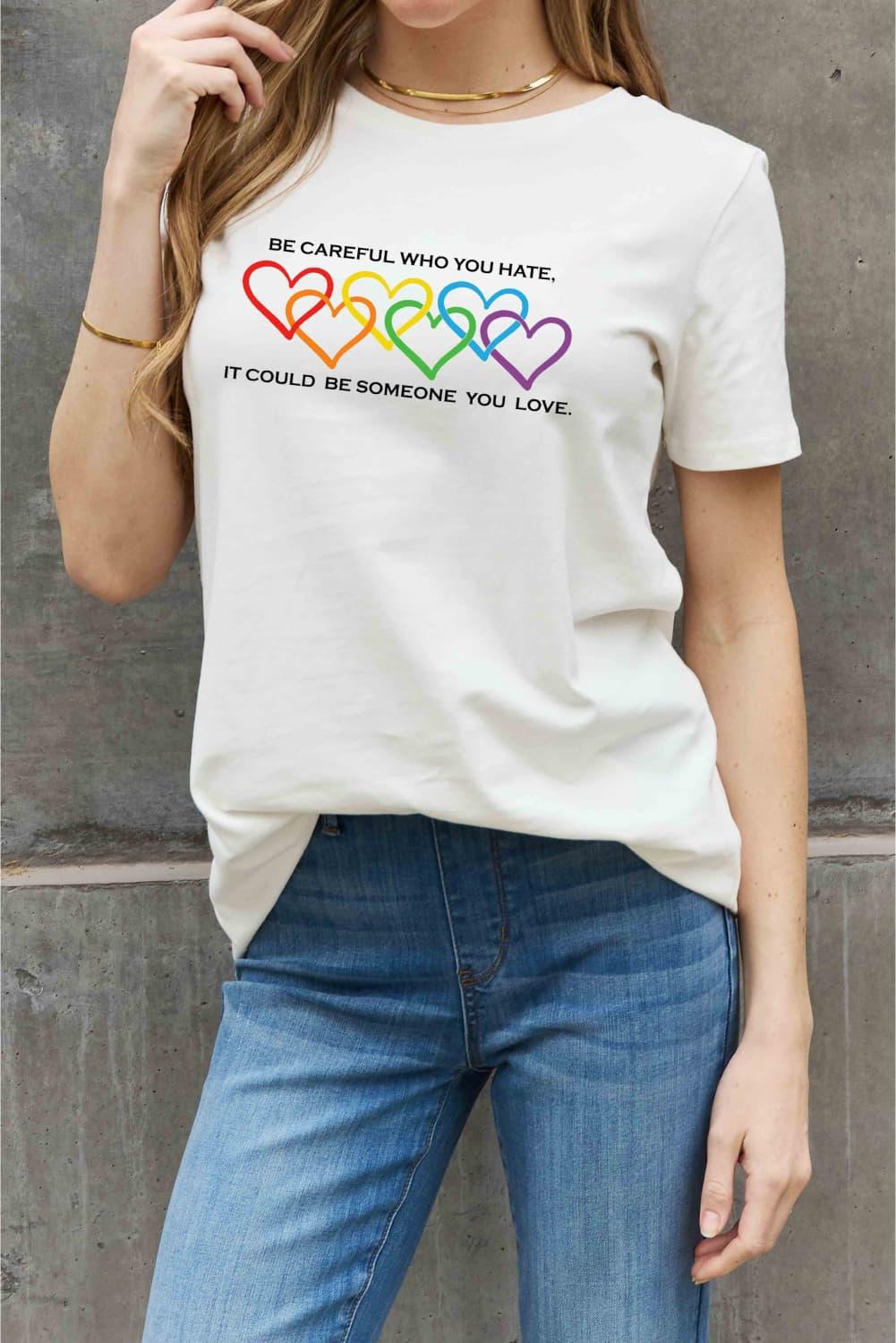 Simply Love Full Size Heart Slogan Graphic Cotton Tee