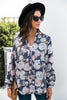 Floral Print Mock Neck Button Front Shirt - BELLATRENDZ