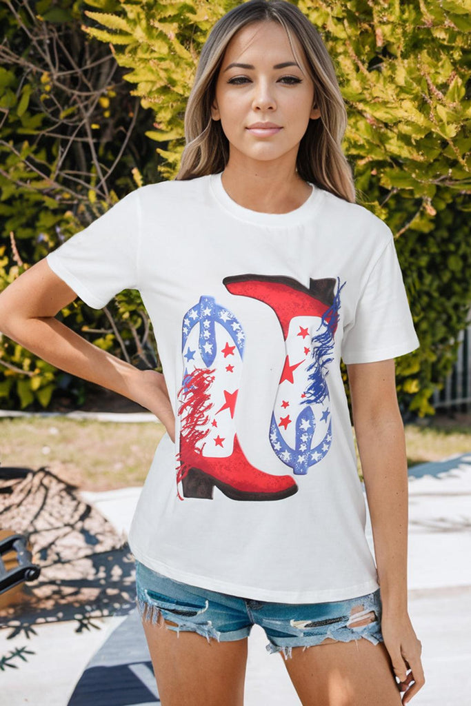 Star Cowboy Boots Graphic Tee - BELLATRENDZ