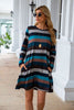 Striped Round Neck Long Sleeve Dress