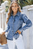 Button Up Collared Neck Denim Top