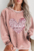 Plus Size Heart Sequin Round Neck Sweatshirt