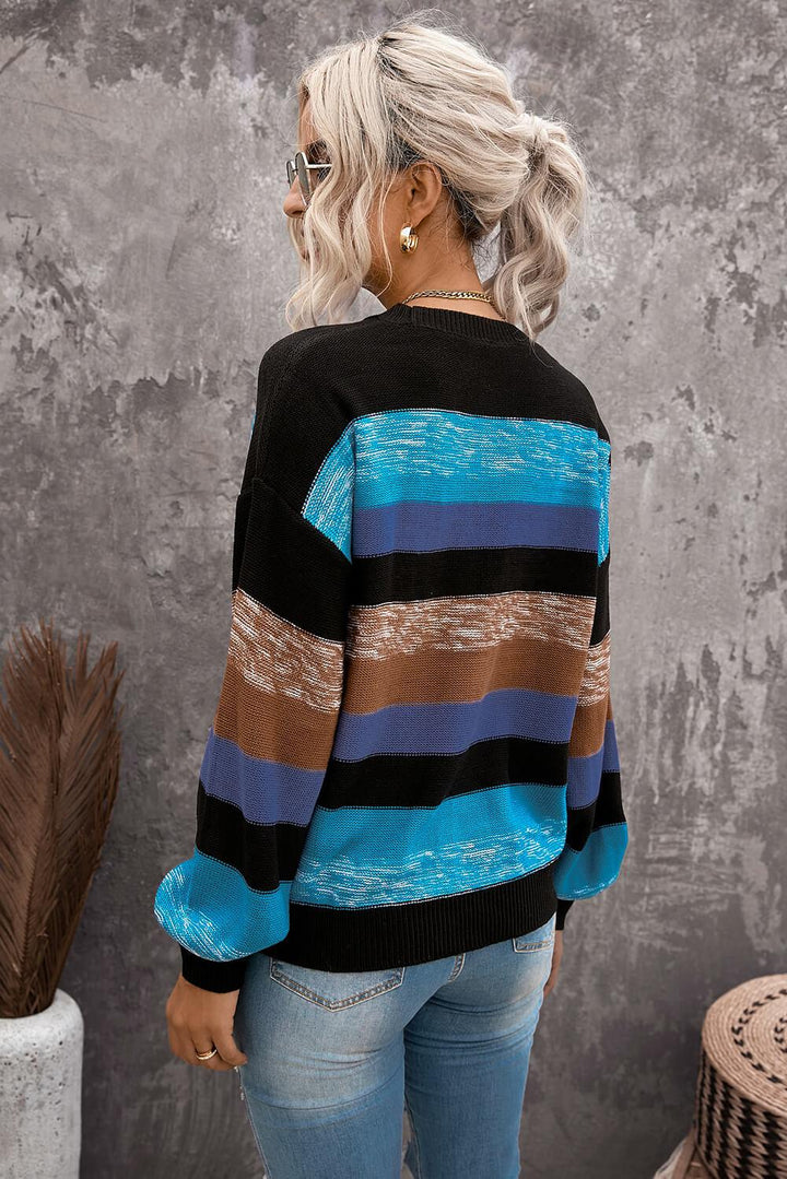 Cozy For Keeps Color Block Drop Shoulder Sweater - BELLATRENDZ