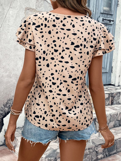Printed Cutout Round Neck Top