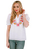 Embroidered Notched Neck Flounce Sleeve Top