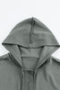 Quarter-Button Exposed Seam Dropped Shoulder Hoodie - BELLATRENDZ