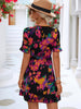 Printed Flounce Sleeve Tied Dress - BELLATRENDZ