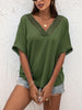 V-Neck Short Sleeve Blouse - BELLATRENDZ