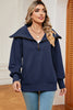 Half Zip Lantern Sleeve Sweatshirt