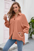 High-Low Collared Neck Lantern Sleeve Shirt