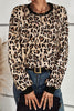 Leopard Round Neck Dropped Shoulder Sweatshirt - BELLATRENDZ