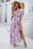 Printed Tied Half Sleeve Slit Dress