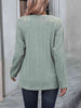 Ribbed Buttoned Round Neck Long Sleeve T-Shirt