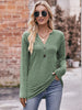 Buttoned Notched Neck Long Sleeve Top