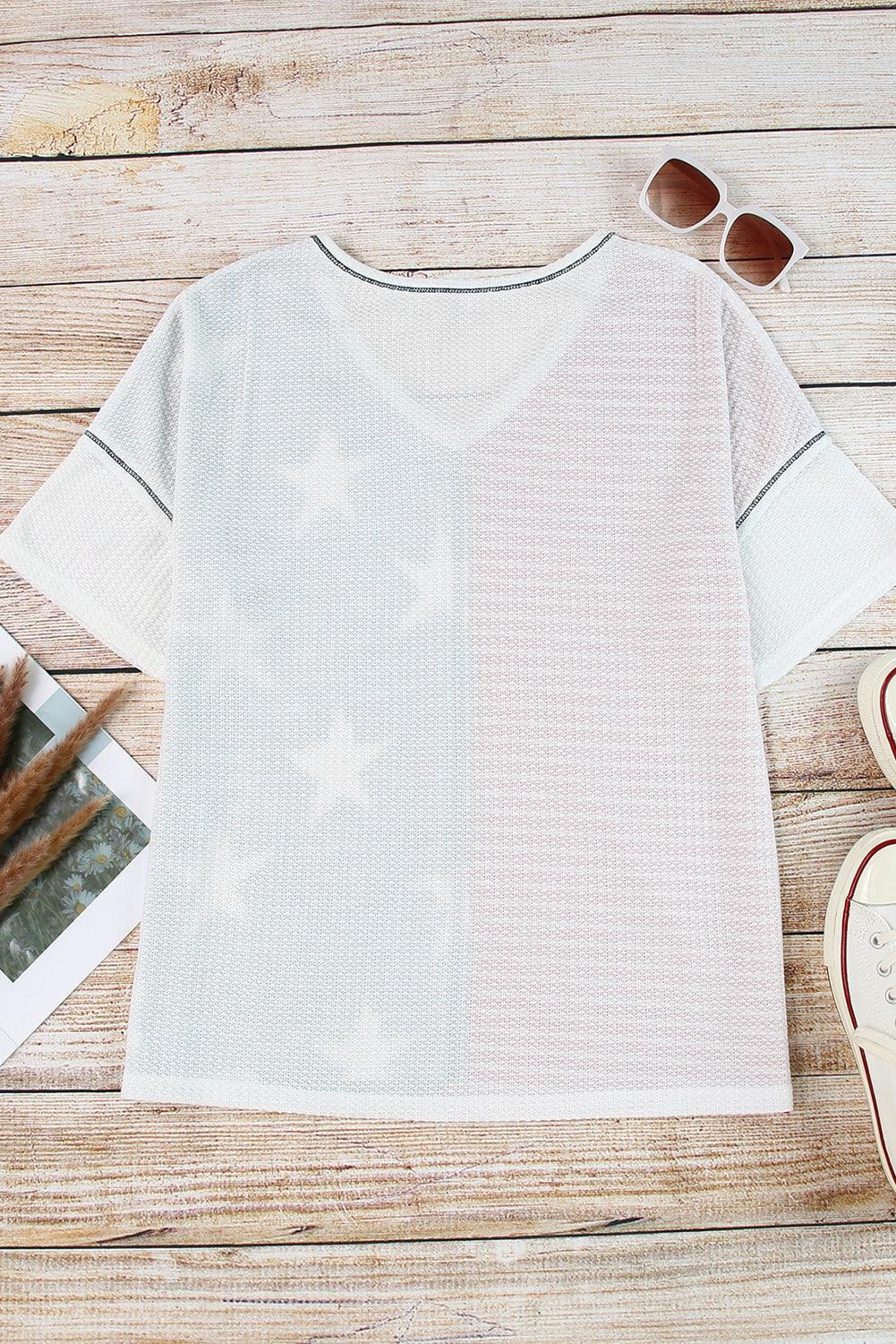 Star and Stripe V-Neck Top - BELLATRENDZ