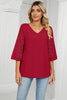 V-Neck Three-Quarter Sleeve Top