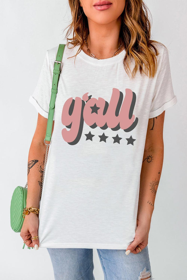 Y'ALL Graphic Round Neck Tee - BELLATRENDZ