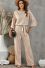 Belted Three-Quarter Sleeve Jumpsuit - BELLATRENDZ