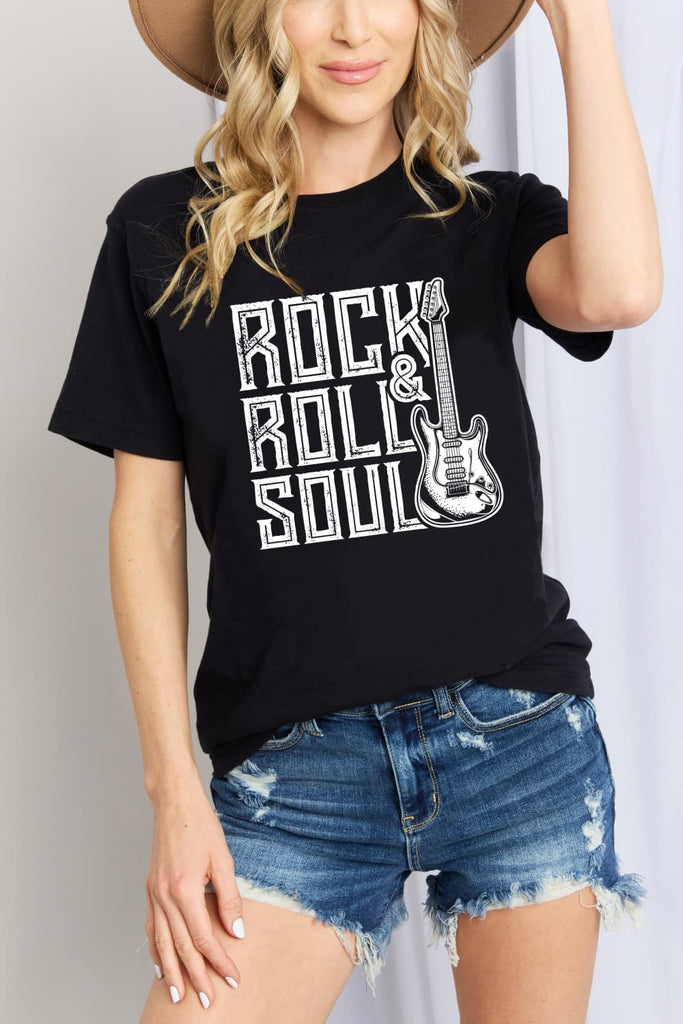 Simply Love ROCK & ROLL SOUL Graphic Cotton T-Shirt