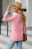 Notched Neck Long Sleeve Buttoned Blouse