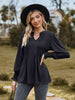 Notched Neck Flounce Sleeve Blouse