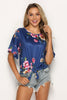 Floral Tie Hem Flounce Sleeve Top