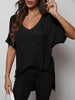 V-Neck Slit High-Low Knit Top - BELLATRENDZ