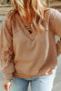 Plus Size Waffle -Knit V-Neck Long Sleeve Blouse