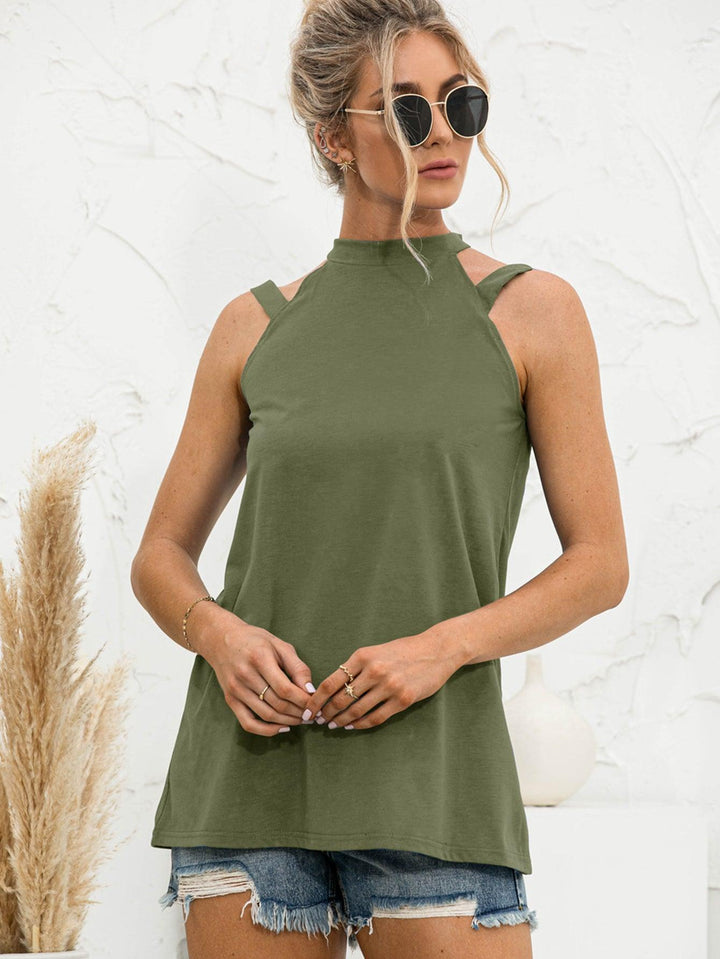 Cutout Mock Neck Tank - BELLATRENDZ