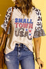 SMALL TOWN USA Graphic Leopard V-Neck Top