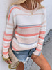 Striped Drop Shoulder Round Neck Pullover Sweater - BELLATRENDZ