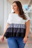 Plus Size Plaid Color Block Tiered Blouse