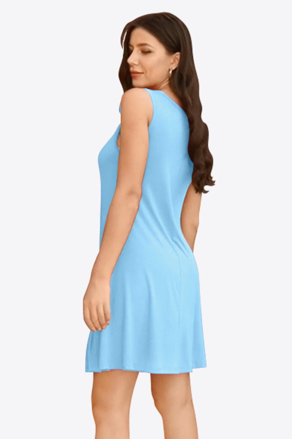 Full Size Round Neck Sleeveless Dress with Pockets - BELLATRENDZ